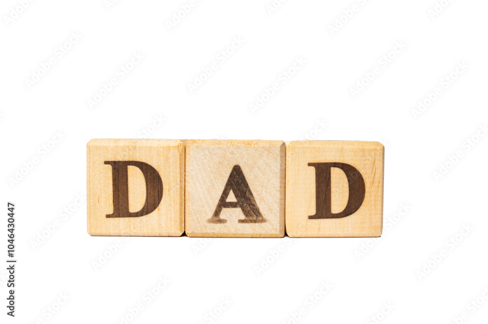 Palindrome. Linguistic. Father's Day. International Mother Language Day. Wooden blocks spelling out DAD. Palindrome. Linguistic. Father's Day. International Mother Language Day. Wooden blocks spelling out DAD.