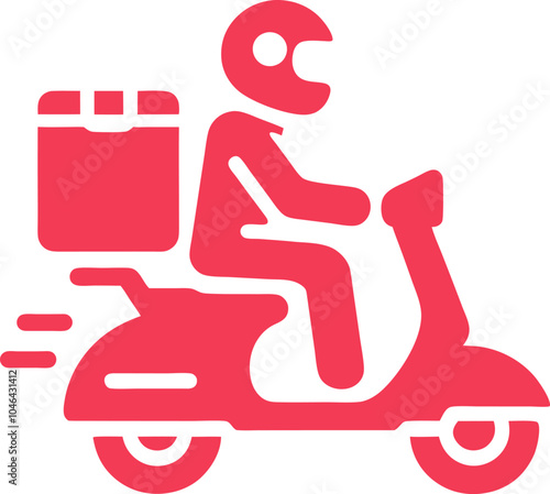 Free Shipping motorbike food delivery boy icon in Vector illustration