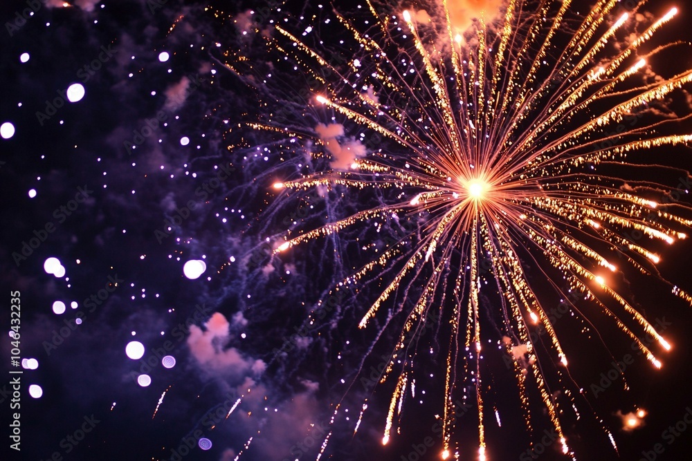 Obraz premium Feuerwerk Hintergrund, buntes Feuerwerk am Himmel 