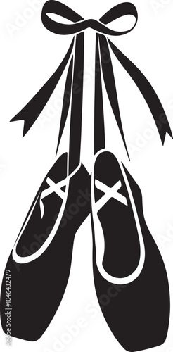pair of ballet shoes icon or logo silhouette design vector art illustration