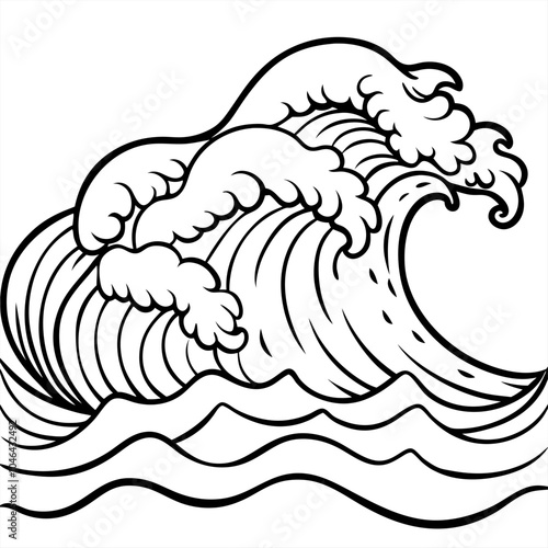 Ocean waves  coloring page vector art illustration coloring book design 