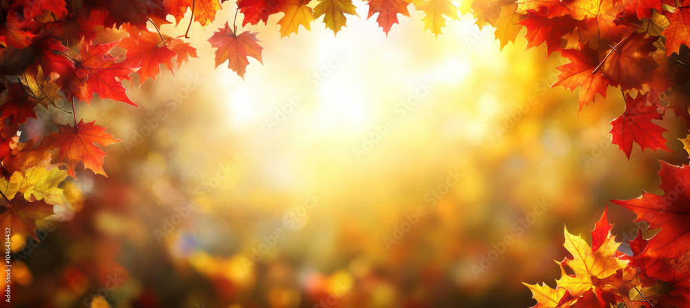 Blurred sunlight with autumn maple leaves Blurred sunlight with autumn maple leaves
