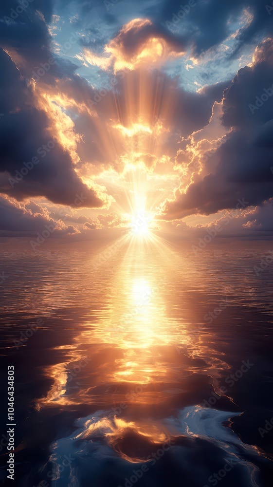 Golden sunshine gleams on the horizon, filling the sky with radiant hues of warmth and light. Golden sunshine gleams on the horizon, filling the sky with radiant hues of warmth and light.