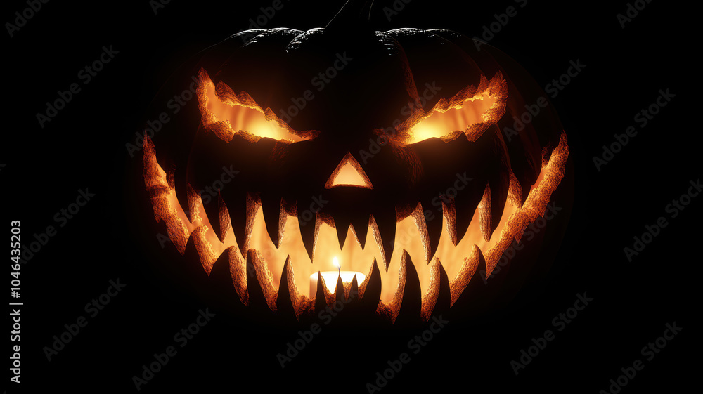 Scary Jack-o'-Lantern Face Glowing in the Dark Scary Jack-o'-Lantern Face Glowing in the Dark