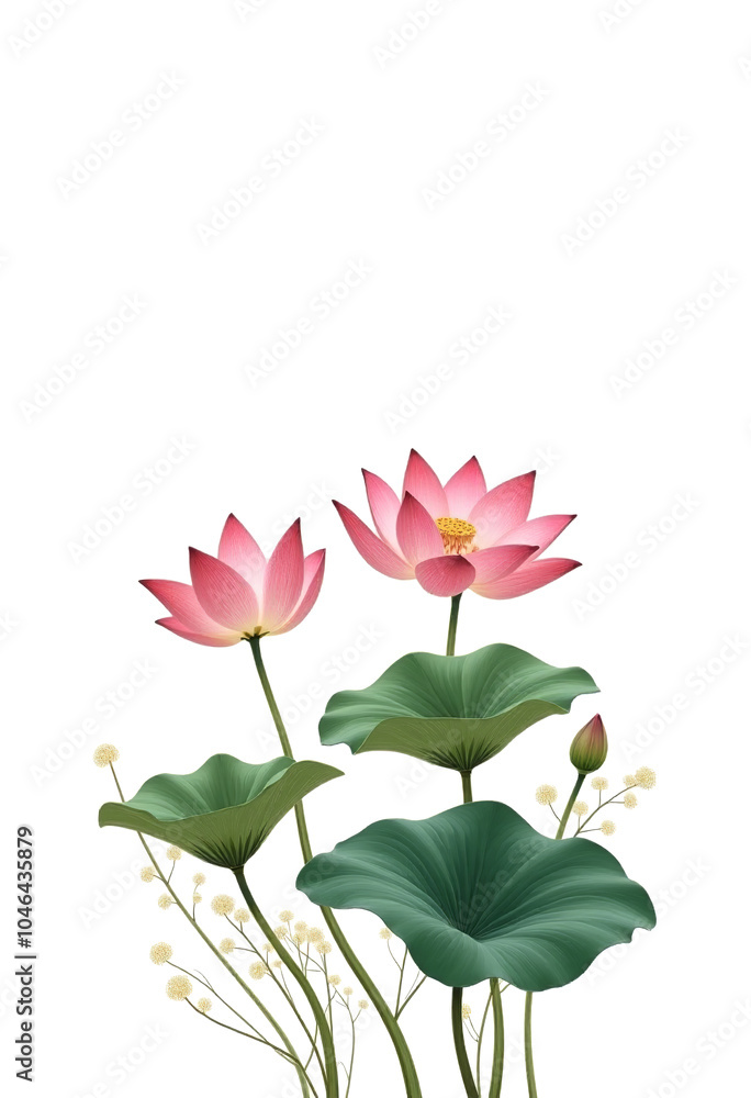 High-Resolution Botanical Print of Pink Lotus Flowers with Green Leaves Against a White Background – Ideal for Tranquil Spaces
High-Resolution Botanical Print of Pink Lotus Flowers with Green Leaves Against a White Background – Ideal for Tranquil Spaces