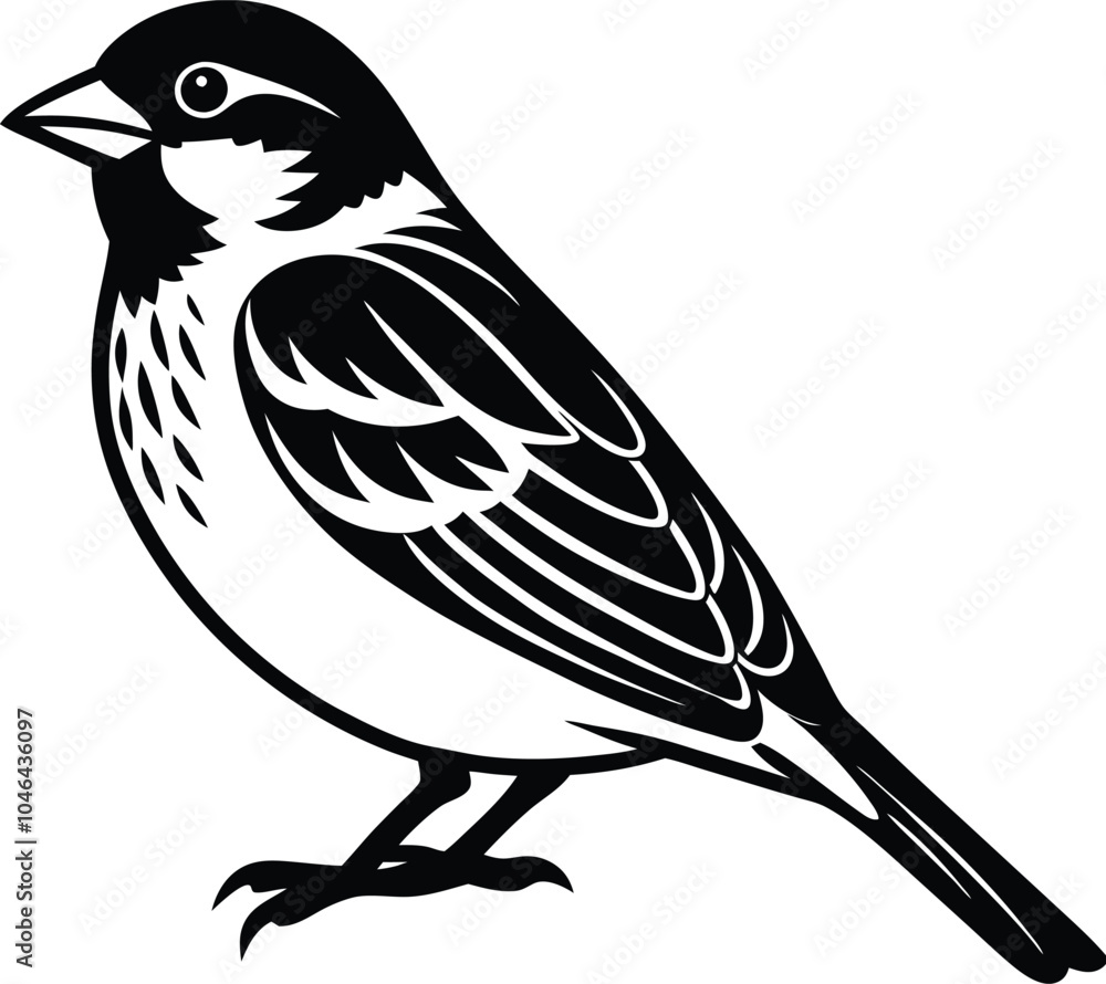 Obraz premium Sparrow Silhouette Vector | Elegant Bird Illustrations for Nature and Wildlife-Themed Designs