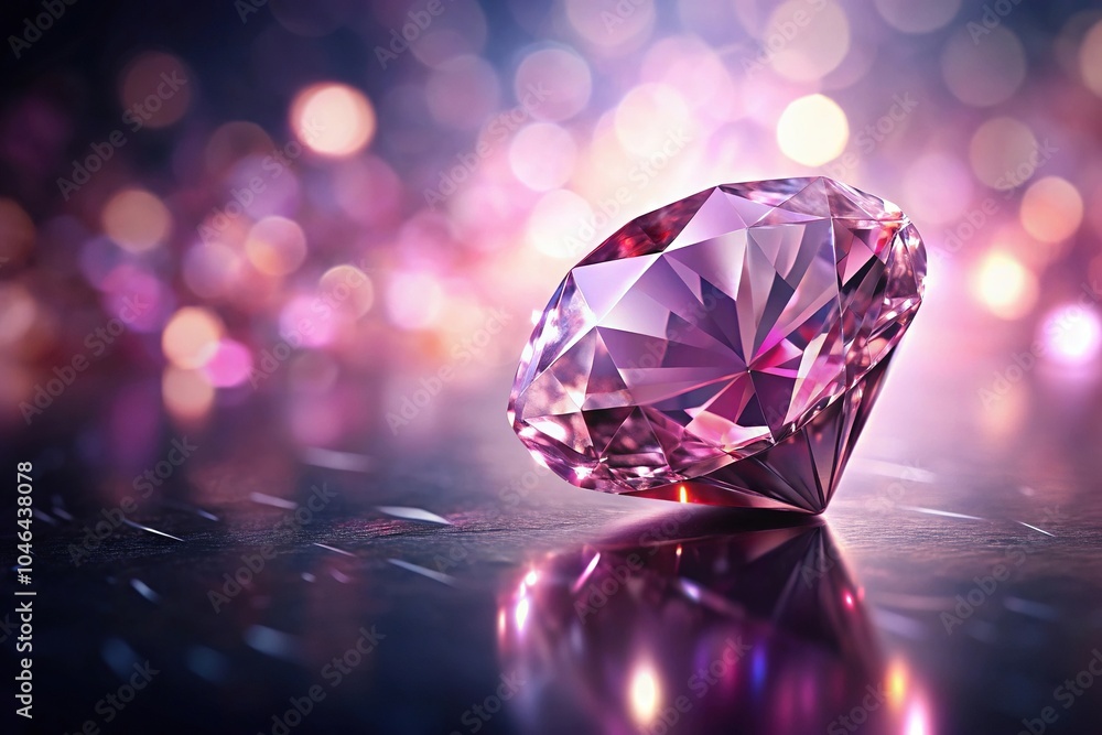 shining pink diamond with reflections isolated on white background shining pink diamond with reflections isolated on white background