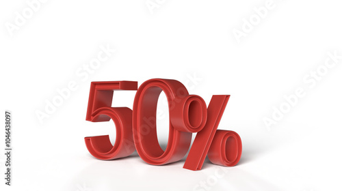 A red "50%" sign in bold letters, standing out against a white background. 