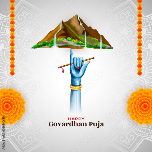 Happy Govardhan puja traditional Indian festival background