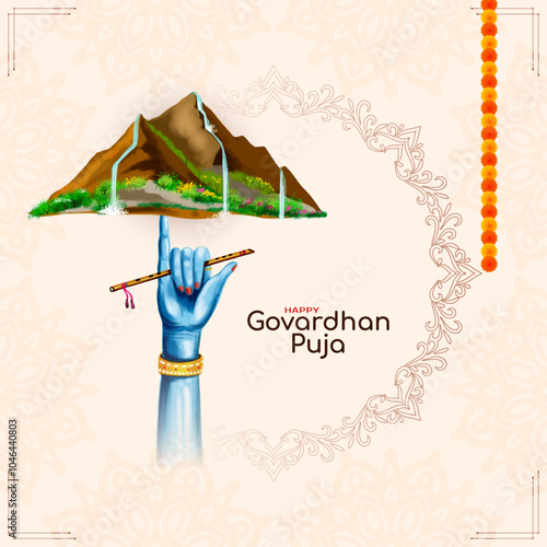 Happy Govardhan puja Indian festival celebration card design photo