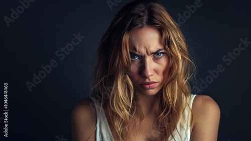 Wallpaper Mural Upset woman on black background. Torontodigital.ca