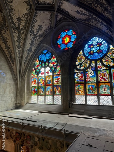 ern Minster, Switzerland, Gothic cathedral, Bern, Swiss architecture, European church, historic landmark, religious site, stained glass windows, Bernese Oberland photo