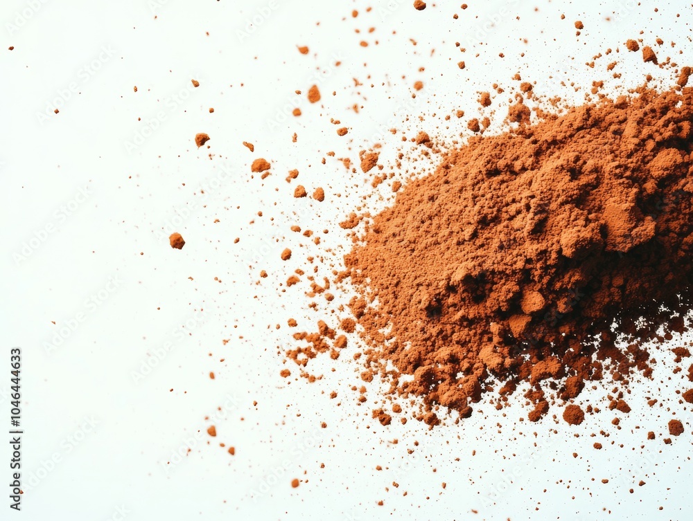 Coffee powder scattered with heap on white surface Coffee powder scattered with heap on white surface