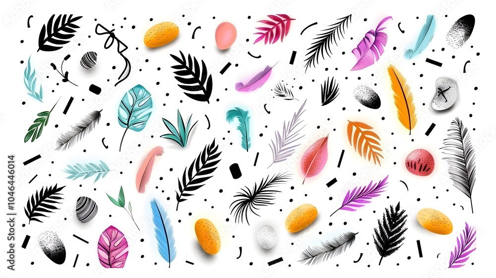 Colorful botanical patterns on white background Colorful botanical patterns on white background
