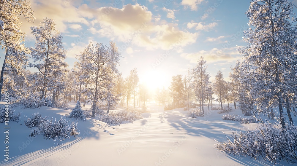 Empty Panoramic Winter Background with Copy Space Empty Panoramic Winter Background with Copy Space