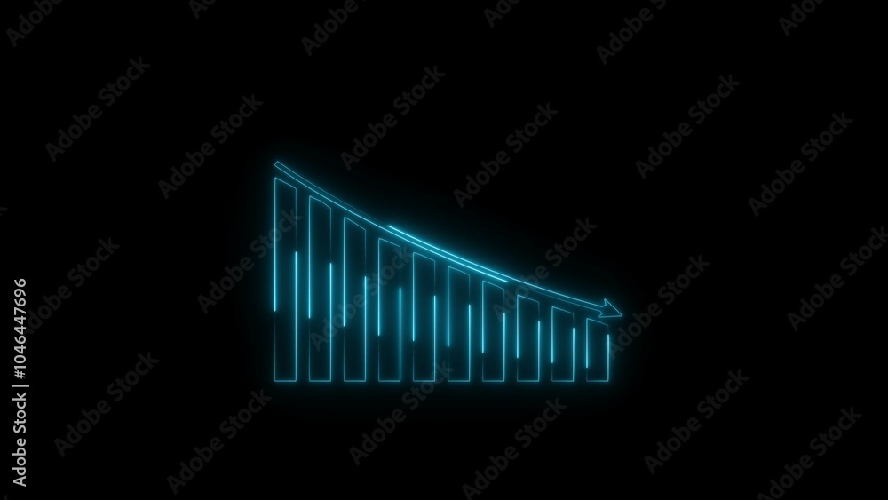 Neon glowing business Arrow trend-down icon. arrow growth down concept. Neon glowing business Arrow trend-down icon. arrow growth down concept.
