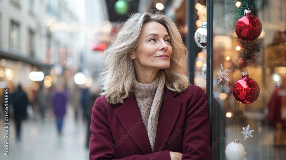 Obraz premium A close-up portrait of a young woman with a subtle smile, Christmas, holiday, special, couple, smiling man, winter, sweater, cold.