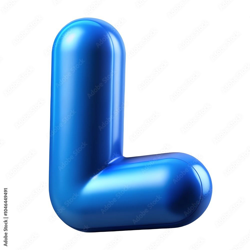 Blue letter L balloon 3D render icon isolated on white background Blue letter L balloon 3D render icon isolated on white background