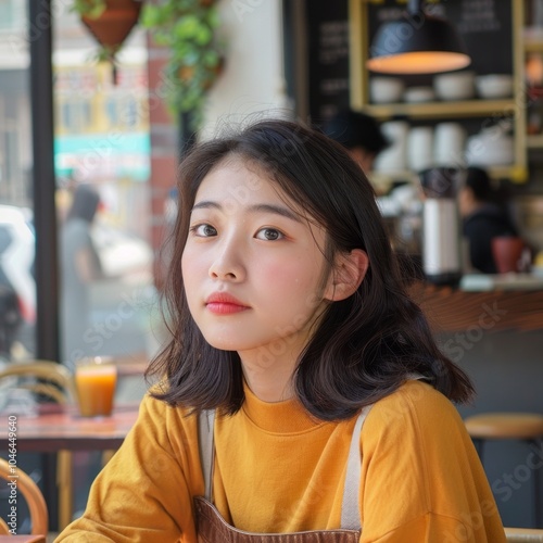 Wallpaper Mural Young Woman in a Cozy Cafe Torontodigital.ca