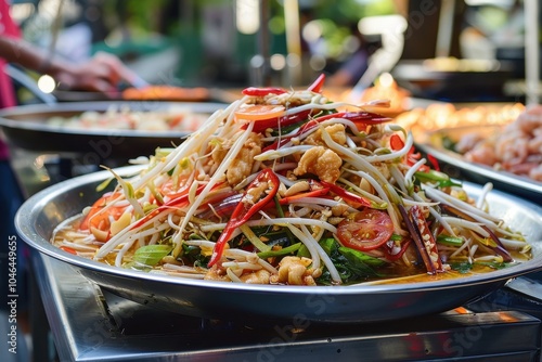 Famous Thai dish Som tum Spicy street food photo