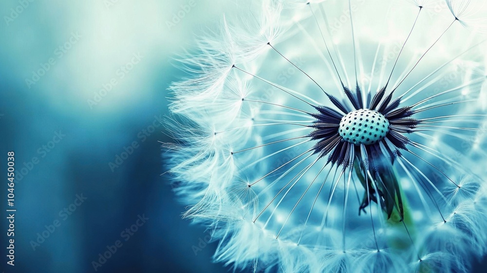 Obraz premium A captivating close-up of a dandelion, emphasizing its soft seed head and intricate details, evoking a sense of calm and tranquility in nature.