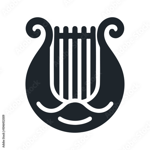 Harp sound music lyra instrument black silhouette vector icon design