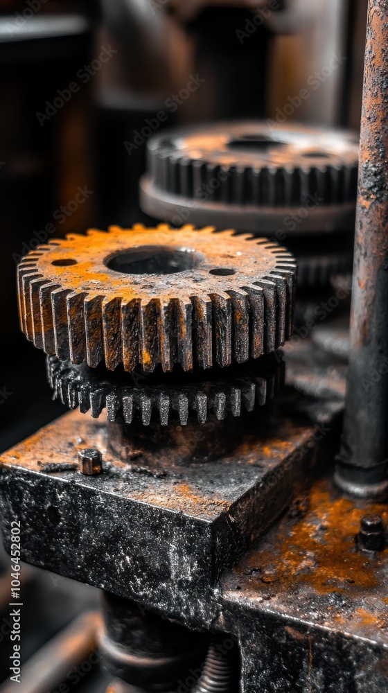 Weathered Mechanical Gears in Dim Light Weathered Mechanical Gears in Dim Light