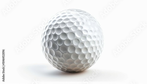 Golf ball alone on white backdrop