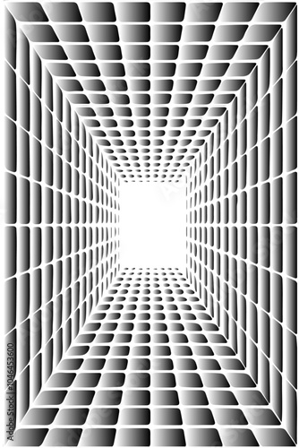 Perspective illustration of a square tunnel structure.