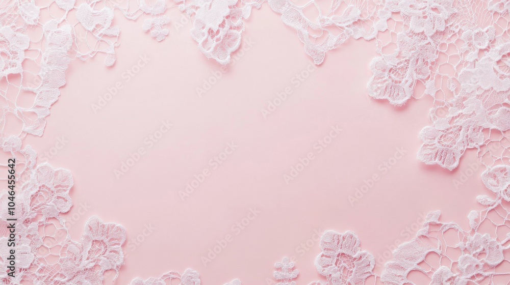 Photo of, Pink background with delicate lace patterns for design, banner template Photo of, Pink background with delicate lace patterns for design, banner template