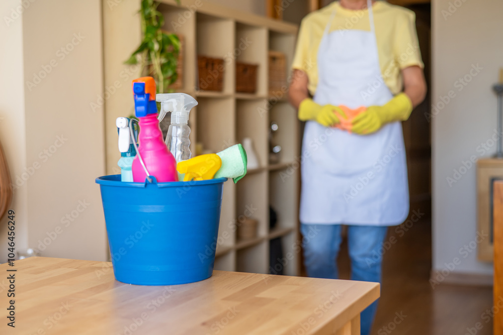 Routine Disinfecting and Cleaning by Individual in Home Apartment to Ensure a Fresh and Healthy Living Space. Home Cleaning Concept Routine Disinfecting and Cleaning by Individual in Home Apartment to Ensure a Fresh and Healthy Living Space. Home Cleaning Concept