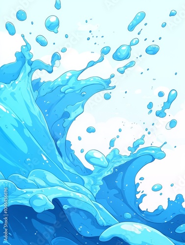  Water splash with dynamic motion and bubbles