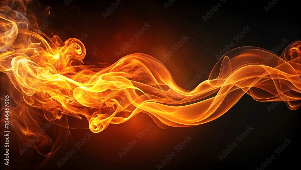 Abstract Swirling Flames of Orange and Yellow on a Black Background Abstract Swirling Flames of Orange and Yellow on a Black Background