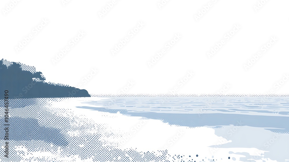 Fototapeta premium A serene seascape with a distant shoreline and calm water.