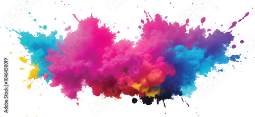 Multicolor powder explosion on White background. Colored cloud. Colorful dust explode. Paint Holi. colorful rainbow Holi paint color powder explosion with bright colors isolated white background.	