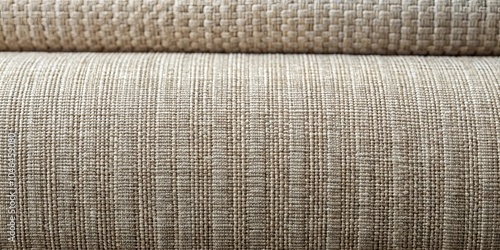 A close-up of a textured fabric with a subtle pattern of interwoven threads, showcasing a minimalist design with a natural feel. photo