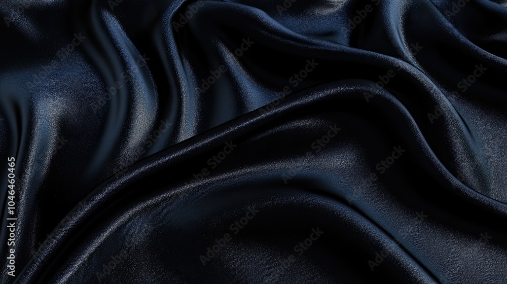 Fototapeta premium Luxurious Black Satin Fabric Close-Up Texture