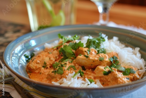 Indian Butter Chicken with yogurt ginger garlic lemon and spices