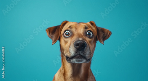 dog with surprised shock expression eyes isolated with copy space