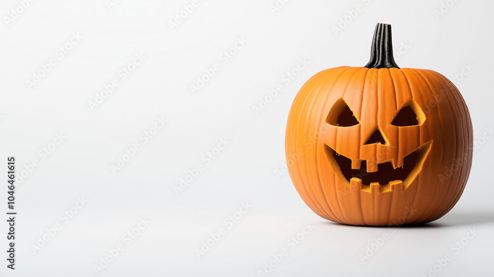 Orange carved pumpkin with a classic jack-o'-lantern face against a plain white background, representing Halloween decoration and festive atmosphere. Orange carved pumpkin with a classic jack-o'-lantern face against a plain white background, representing Halloween decoration and festive atmosphere.