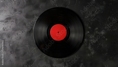 Isolated vintage vinyl record with red label