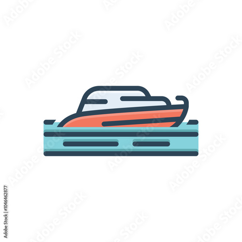 Color illustration icon for yacht