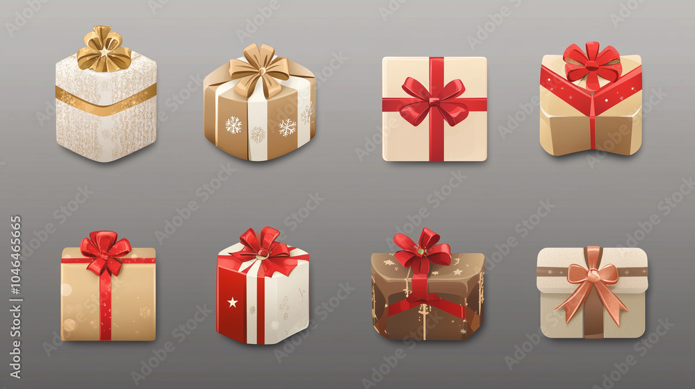 set of gift boxes with red ribbons and bows. new year and christmas. set of gift boxes with red ribbons and bows. new year and christmas.