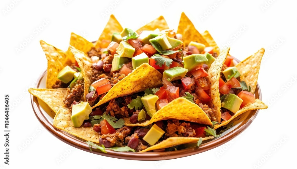 Mexican nacho with meat avocado and cheese in its homeland Mexican nacho with meat avocado and cheese in its homeland