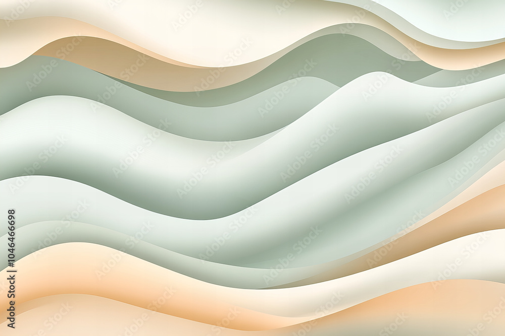 Obraz premium Elegant Pastel Abstract Waves Background – Fluid and Organic Soft Flowing Lines in a Modern Art Design for Tranquil and Serene Visuals