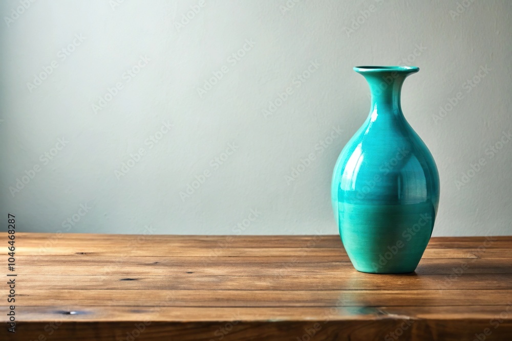 A turquoise vase slowly loses its water, sitting on a simple wooden table in a quiet room, table, turquoise A turquoise vase slowly loses its water, sitting on a simple wooden table in a quiet room, table, turquoise
