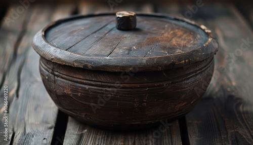 Wallpaper Mural Old dark wooden bowl with cover Torontodigital.ca