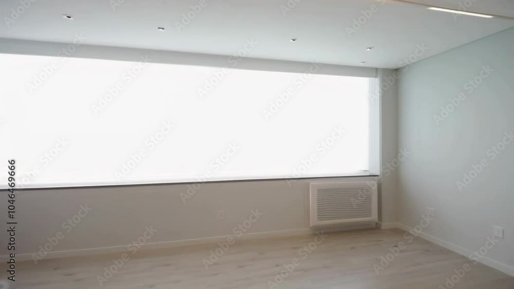 A bright, minimalistic interior showcasing an empty room with ample natural light and modern design elements. A bright, minimalistic interior showcasing an empty room with ample natural light and modern design elements.