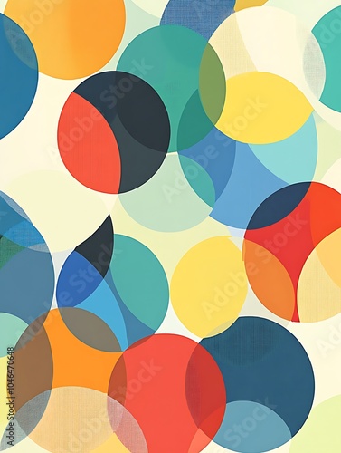 Abstract background with colorful overlapping circles on a white background.