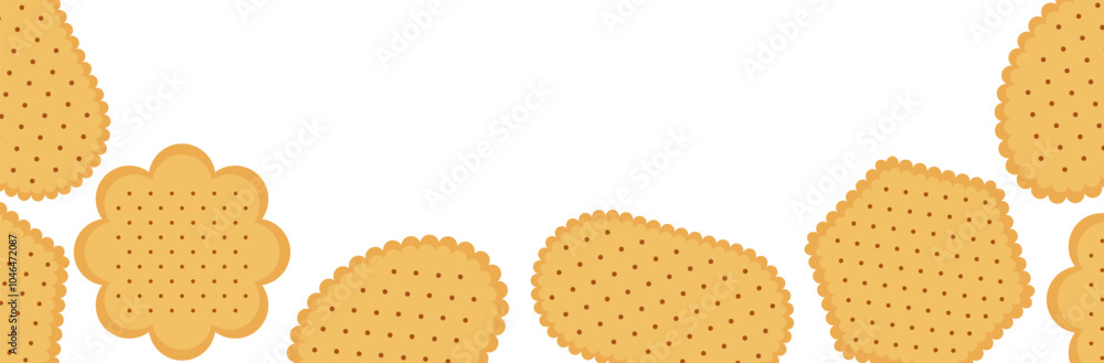 Biscuit crackers cookies border card invitation decoration flat illustration Biscuit crackers cookies border card invitation decoration flat illustration